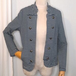 Tommy Hilfiger Nautical Stripe Jacket Navy Blue White Preppy Sailor Style SZ S